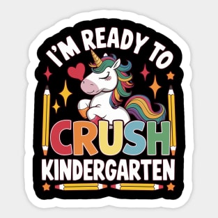 Unicorn Ready to Crush Kindergarten - Confidence Booster Artwork Sticker